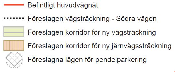 I den fördjupade översiktsplanen anges området som föreslagen vägsträckning.