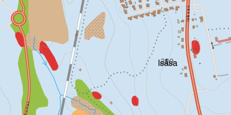 Gator och trafik Planområdet ansluter till Isåsavägen i öst och Kvarntorpsrondellen i väst. Södra stambanan korsas även av planområdet.