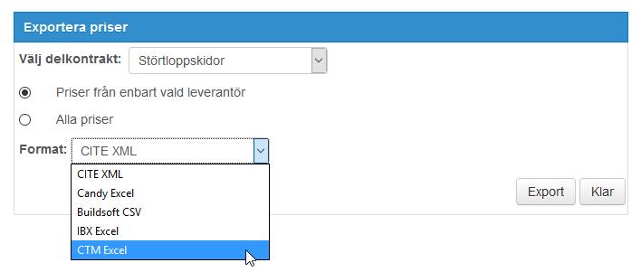 Rapporten kommer visa alla leverantörers priser med varje delkontrakt som eget blad i