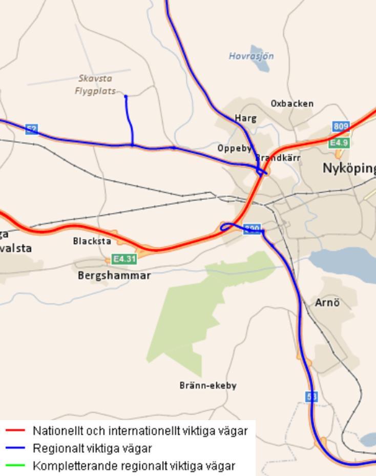 32 (60) Trafikverket har i samverkan med upprättare för länsplanerna tagit fram vägar som bedöms vara de viktigaste för den nationella och regionala tillgängligheten.