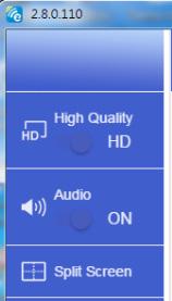 Trådlös visning Inställning på verktyget till programvaran Kvalitet och Audio Du kan välja återspeglingskvalitet och att sätta på/stänga av audio.