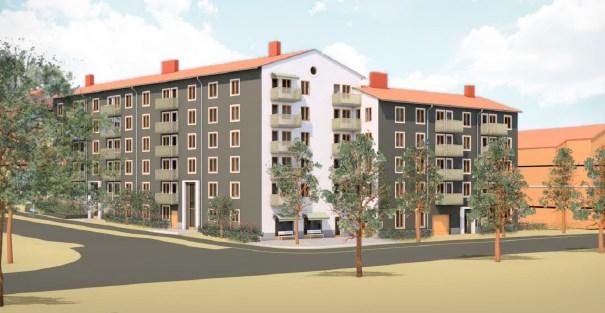 Sida 4 (10) Bild 3: Illustrationsbild över bebyggelsen sett från Nytorps gärde (Brunnberg & Forshed och LAND Arkitektur).