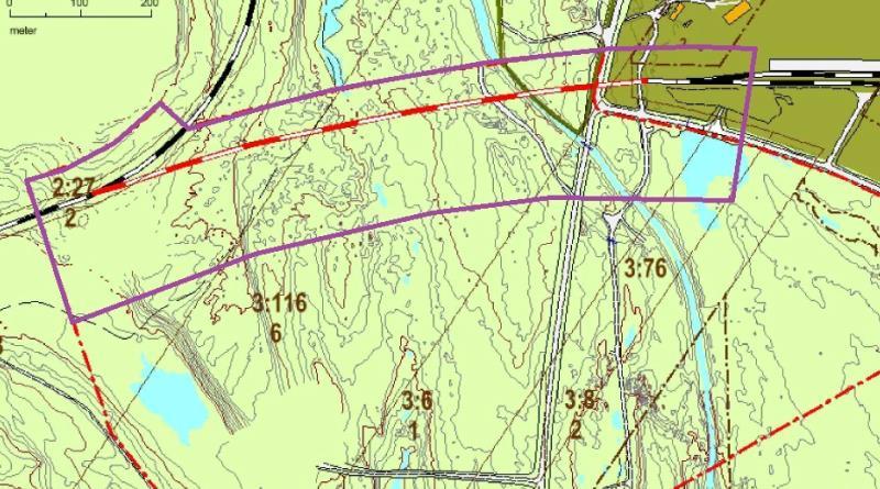 mellan E12 och E45 samt Inlandsbanan och Tvärbanan. Planområdet omfattar cirka 3 hektar.