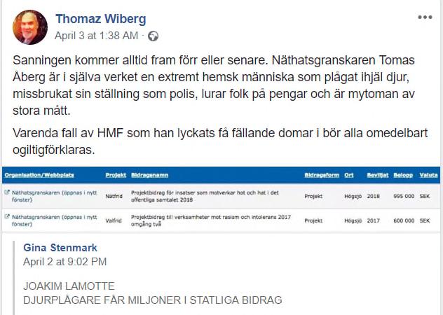 Svarandens delning av Lamottes grova förtal.