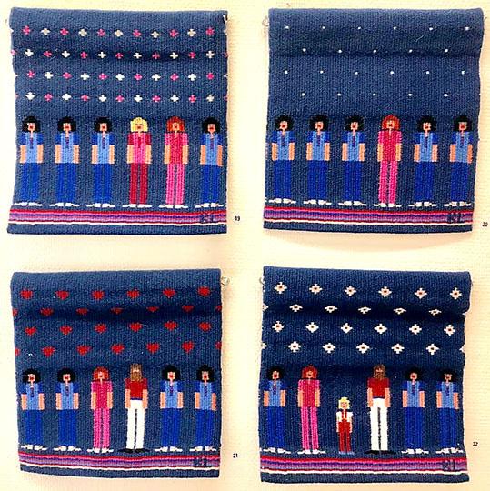 Jag har lite svårt att begränsa mig - men dessa fyra små är bara 30x30 cm var. De heter VÄNSKAP, ENSAMHET, TVÅSAMHET och FAMILJELIV.