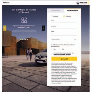 Online-tjänster När du har skapat och aktiverat ditt konto med hjälp av e-postmeddelandet du fick, spara din fordonsinformation på ditt MY Renault-konto.