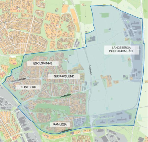 Till räknas Närlunda, Eskilsminne, Elineberg, Ramlösa och Gustavslund.