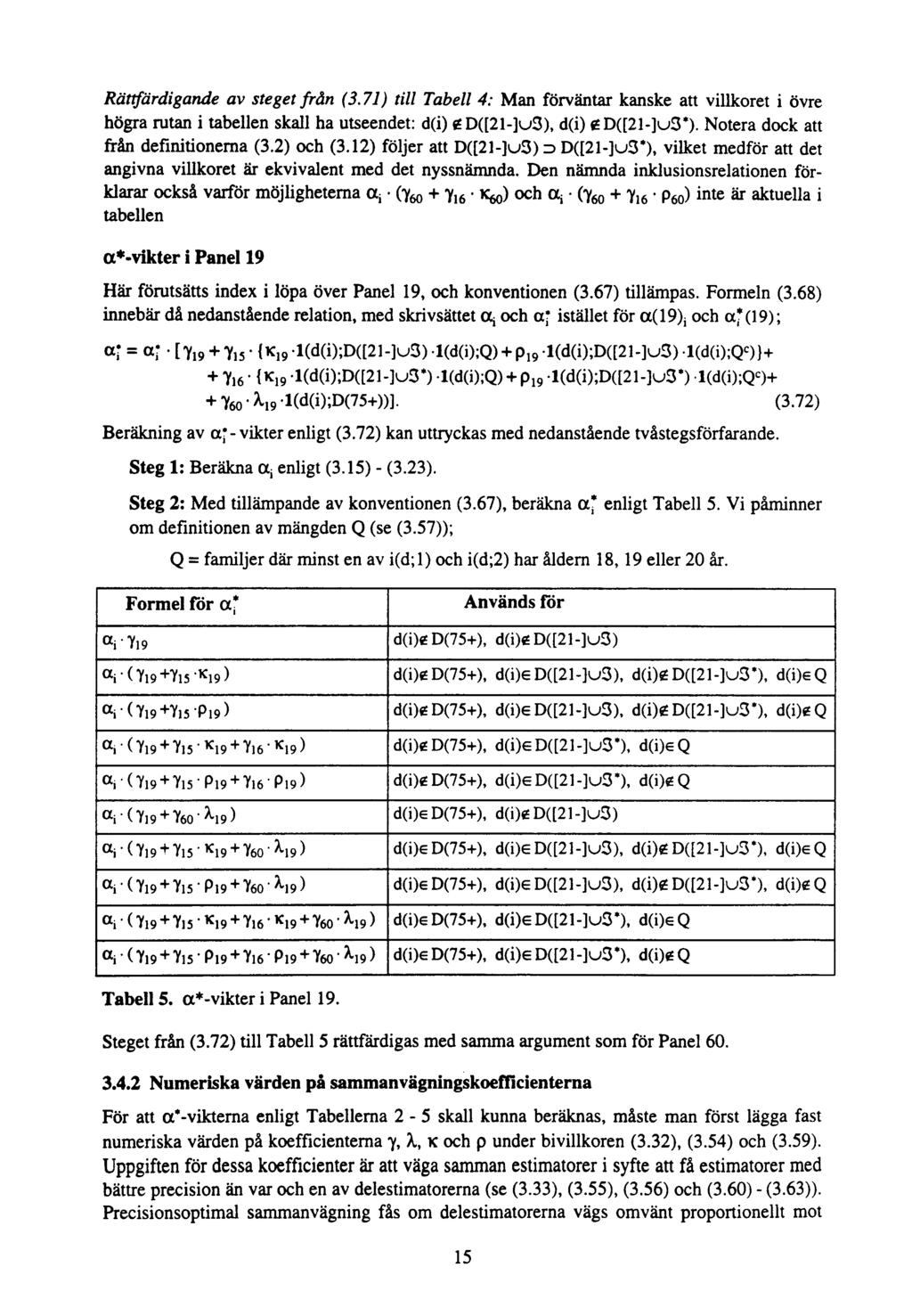 Rättfärdigande av steget från (3.71) till Tabell 4: Man förväntar kanske att villkoret i övre högra rutan i tabellen skall ha utseendet: d(i) ed([21-]u3), d(i) «D([21-]u3).