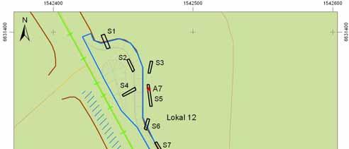 Lokal 11B Figur 12. Schaktplan Lokal 11, 11B och 12. Utsnitt ur digitala Fastighetskartan. Skala 1:2 000.