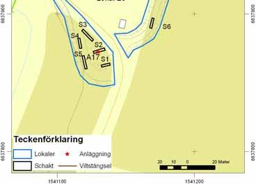 Öster om bygdegården grävdes fyra schakt utan att något av antikvariskt intresse påträffades. Anläggningen bedöms som fornlämning och mot bakgrund av antalet grävda schakt som ensamliggande. Figur 17.