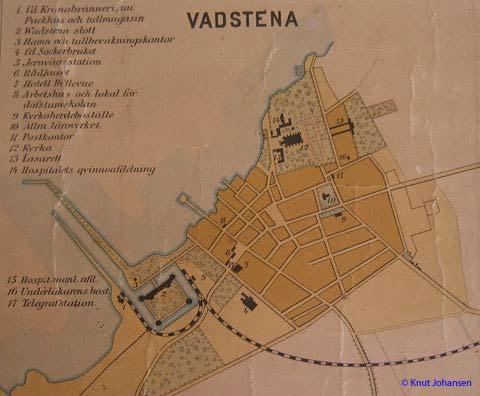 Karta från 1886 över Vadstena med järnvägen. 1888-1978 1888 tillkom linjen Vadstena-Ödeshög och båda järnvägarna slogs samman till det nybildade bolaget Fogelsta-Vadstena-Ödeshög Jernväg (FVÖJ).