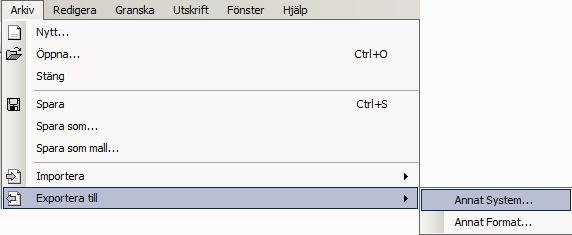 Förfarande vid export från Schemalätt 1. Starta Schemalätt och öppna det arbetsschema som ska exporteras. 2.