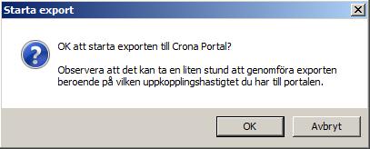 5. En dialogruta visas nu och ställer frågan om det är OK att påbörja exporten.