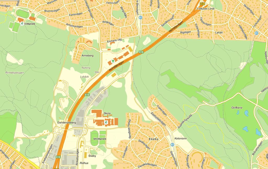 Figur 1-1. Översiktskarta över utredningsområdet, vars ungefärliga utbredning är markerat med en svart polygon. 1.1 Allmänt om dagvatten Dagvatten definieras som ett tillfälligt förekommande vatten som avrinner markytan vid regn och snösmältning.