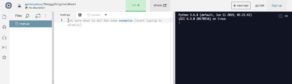 Om man inte vill eller kan installera något på sin dator, finns det webbsidor där man kan arbeta med Python direkt i webbläsaren. Exempel på sådana sidor är repl.it och trinket.io.