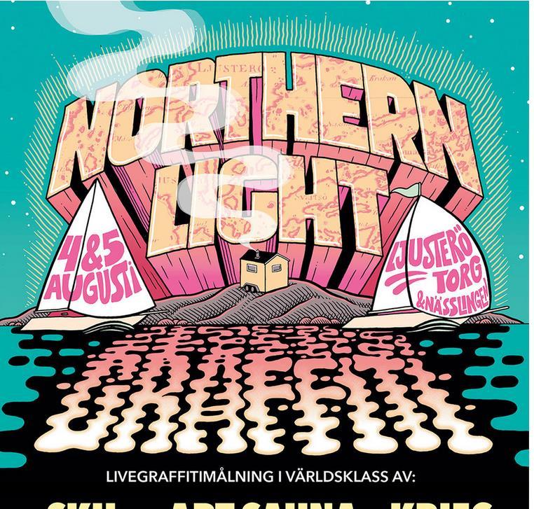 Northern Light Graffiti 14 etablerade graffitikonstnärer har medverkat sedan start få måla på Ljusterö = ha etablerad sig som