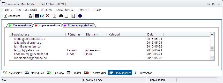 Steg 8 Hantering av avregistreringar Ibland så vill folk avregistrera sig från e-postlistor eftersom de inte vill ha fler nyhetsbrev. I MultiMailer sker hantering av avregistreringar automatiskt.