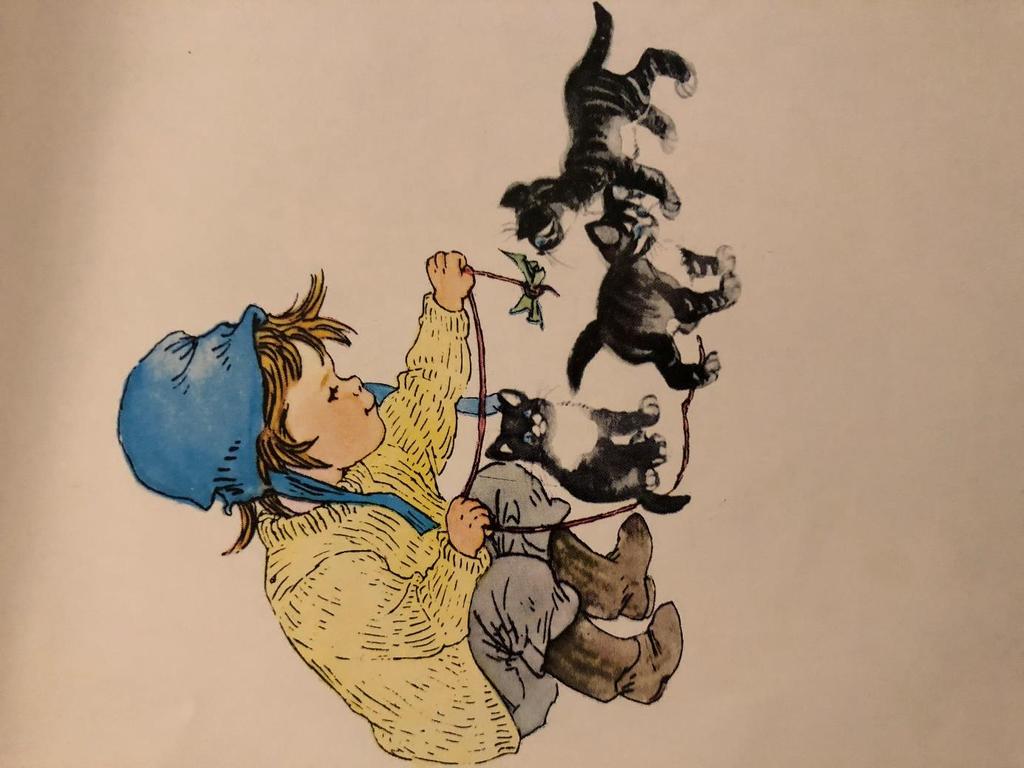 Vi har många djur här i Bullerbyn. Hästar och kor och grisar och får och höns och katter. Och Olle har en hund som heter Svipp.