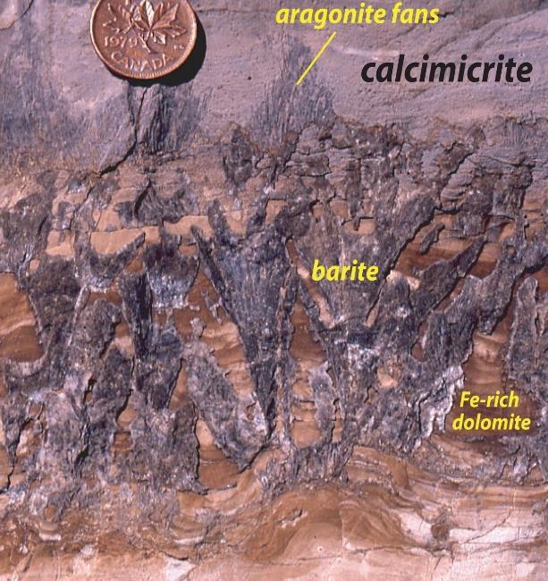 Aragonit och Barit: Raventhroat Formation, Kanada