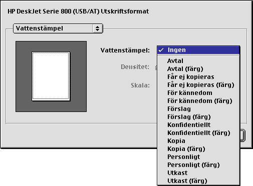 2 Använd skrivarprogrammet 5 Om du vill skriva ut en vattenstämpel öppnar du popupmenyn Allmänt och väljer