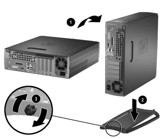 Användning av dator med liten formfaktor med minitower [minitorn]-konfiguration Ä SE En dator med liten formfaktor kan användas i antingen en minitowereller bordsdator-konfiguration.