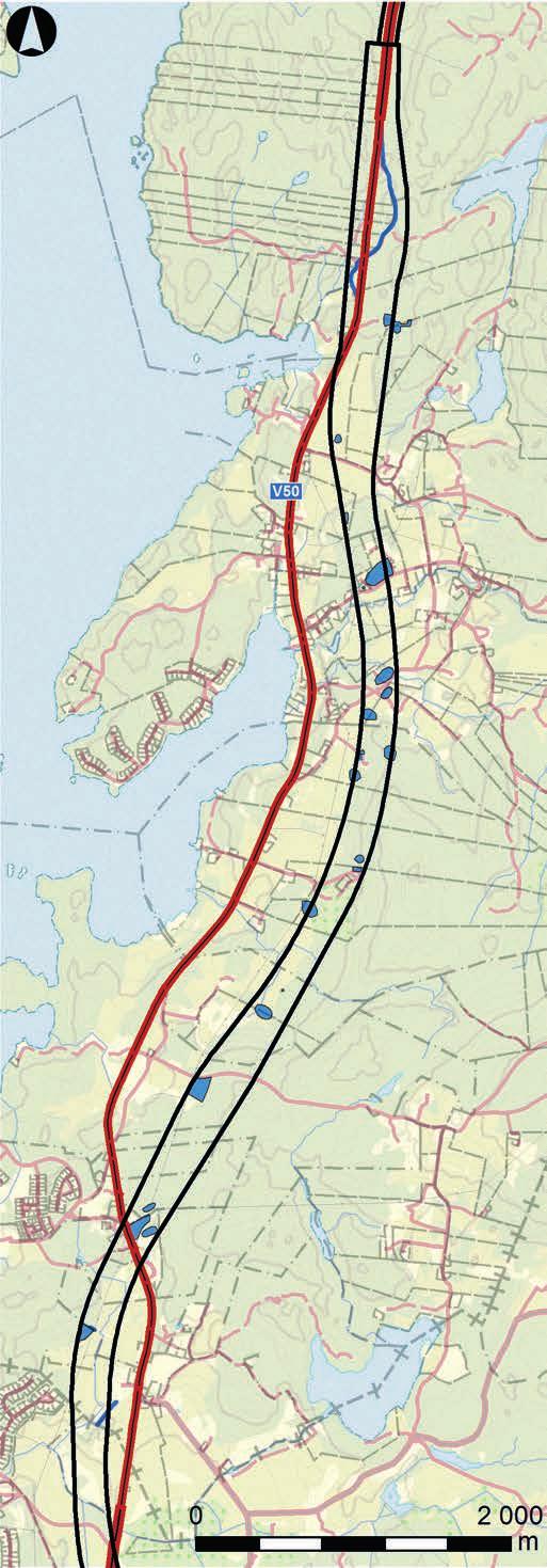 Arkeologgruppen AB rapport 2016:65 Resultat Resultaten från den arkeologiska utredningen etapp 1 redovisas som objekt från länsgränsen i söder till Brattebro backe i norr.
