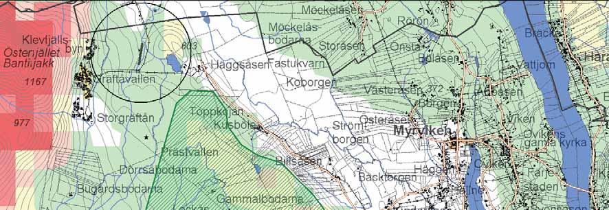 Område 1. Kommerberget - Gammalbodarna Området ingår i en lång höjdrygg från Hoverberget mot Oviksfjällen som avslutas med en markant brant i nordost mot Storsjön.