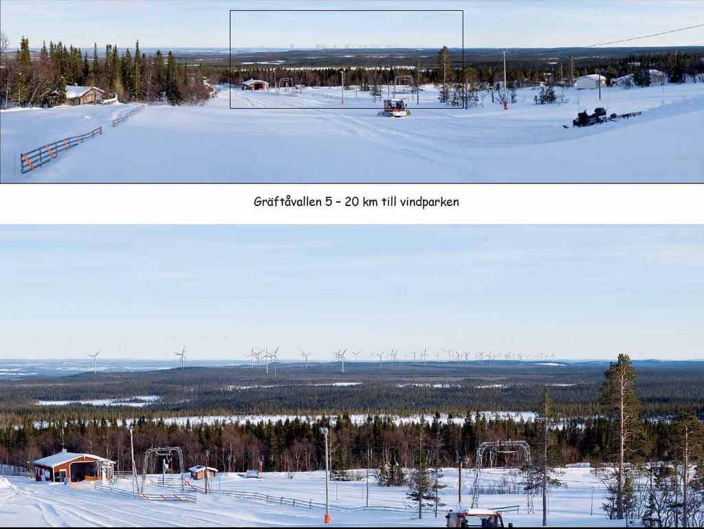 28 Fotomontage av en teoretisk och alltför stor vindpark från