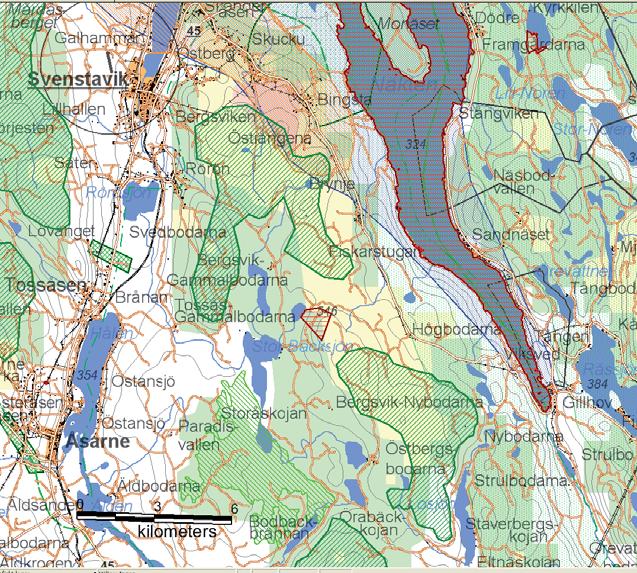 Område 5. Svenstavik- Gillhov Område 5 består av en kuperad höjdrygg från Bingsta väster om vägen mot Gillhov och Losjön.