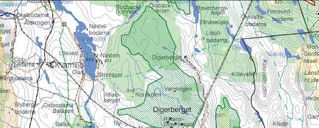 Område 6, 7 och 8. Rätan Riksintresse: Naturvård Område 6 är småkuperat med höjder kring 500 m över havsnivån. Myrområden finns mellan höjderna.
