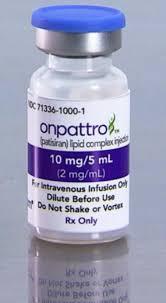Onpaqro (pa.siran) Infusion 0,3 mg/kg var 3:e vecka (max 30 mg) Minskar TTR-produk.on i levern via RNAi Tydlig stabilisering av neuropa.