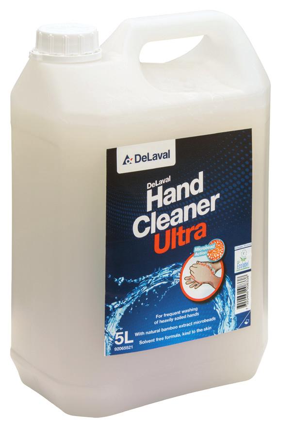 DeLaval handrengöringsmedel 2:20 DeLaval hand cleaner Regular 92065510 Flaska 1 liter 92065511 Dunk 5 liter En mandeldoftande tvål som kan användas till vardags. Används som handtvål eller duschkräm.