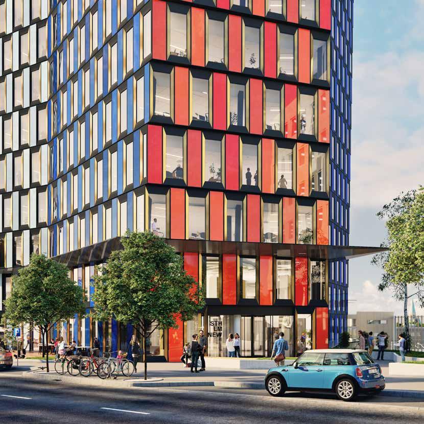 Sauerbruch Hutton Berlinbyrån bakom skyskrapan Skyskrapor hör inte till normen i Stockholm. Det här är dessutom en ovanlig skyskrapa.