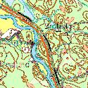 Em24. Emån, Fredriksborg Datum: 29-1-21 Kommun: sby Koordinat: 635187/15676 5-15 m nedströms träbron. Den röda markeringen visar lokalens läge.