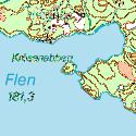 Em625. Flen, L. Harsnäs Datum: 29-1-22 Kommun: Vetlanda Koordinat: 63759/148561 Vid Harsnäs, ca 1 m öster om stugbyn. Den röda markeringen visar lokalens läge.