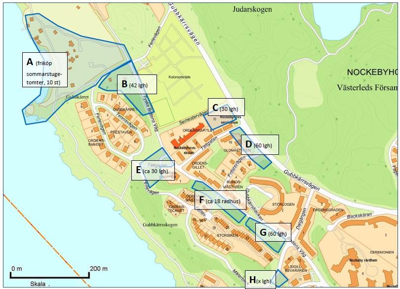 Sida 4 (13) Karta med delområden markerade. Kompletterande trafik-, landskaps- och ekologiutredningar för västra Nockebyhov har tagits fram under 2013-2015.