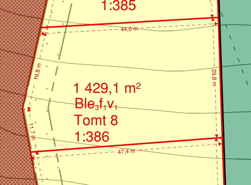 Tomt 8 Blåhakevägen Fastighetsbeteckning Klövsjö 1:386 Area ca 1429 m² 744 meter över havet Utnyttjandegrad Ble 3 f 1 v 1 Pris tomt: