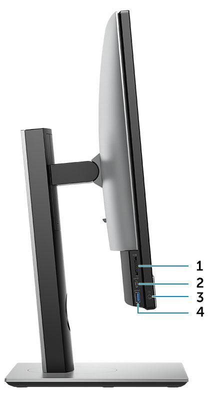 Vy över chassit från vänster 1 SD-kortläsare 2 USB 3.