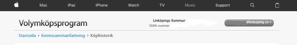 Se köphistorik För att hitta köphistorik och information om tidigare köpta appar logga in i MDM, klicka på mailadressen och välj sedan köphistorik i listan.