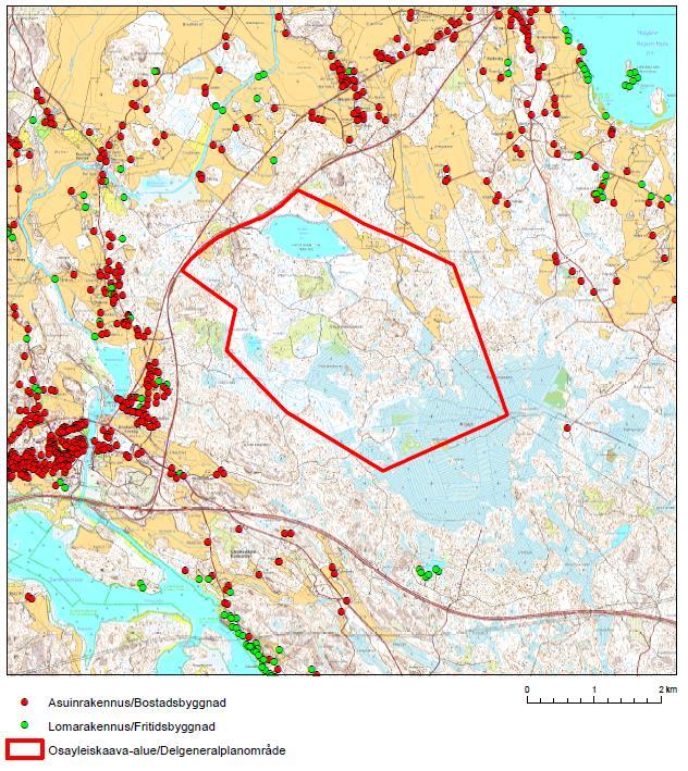11 Figur 2-7. Byggnadsbestånd på planområdet och i dess näromgivning. Arbetsplatser och näringsverksamhet På planområdet bedrivs jord- och skogsbruk. Det finns inga arbetsplatser på området.