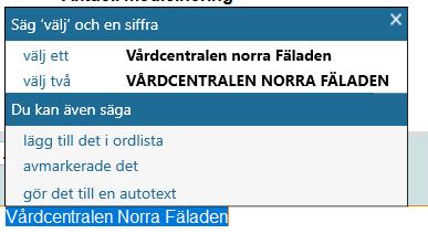 Lägga till ord utan att gå via Hantera ordlistan Om du säger markera +