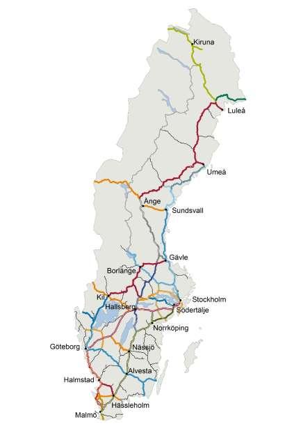 Sveriges järnvägsnät Sveriges järnvägsnät är drygt 16 500 spårkilometer.
