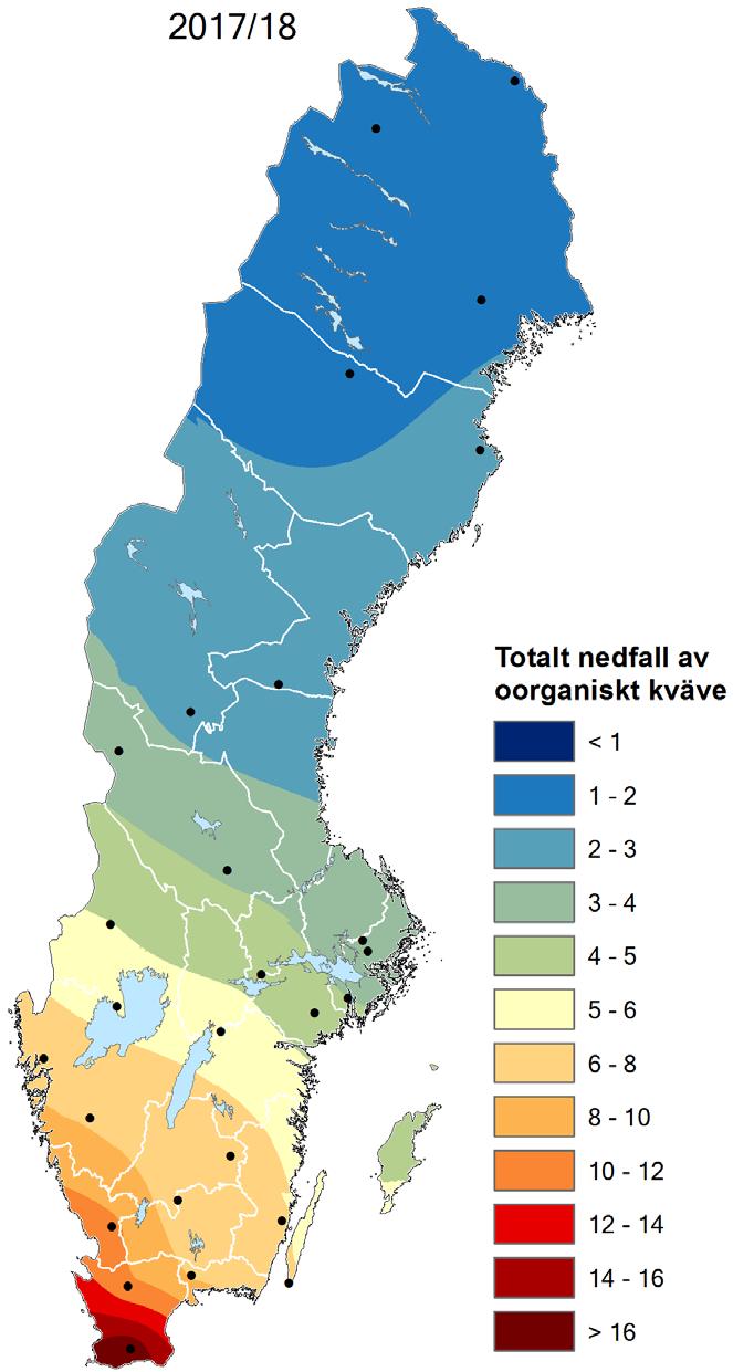 Nederbördsmängd, mm Nederbördsmängd 1600 1400 1200 1000 800 600 400 Hensbacka (ned) 200 Storskogen (ned) 0 1990 1995 2000 2005 2010 2015 2020 Figur 7.