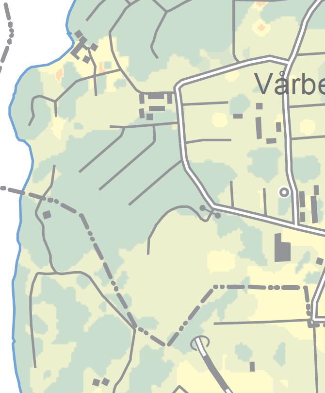 Jorddjupet varierar enligt SGU:s jorddjupskarta inte särskilt