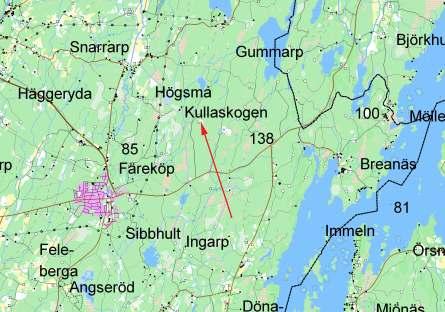 Del av Glimåkra socken, Sporrakulla gård markerad.