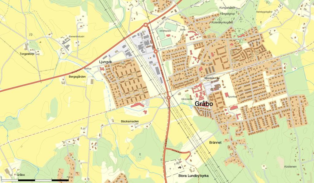 Beskrivning I Bäckamaden, Gråbo, planeras ett nytt bostadsområde där ca 200 nya bostäder ska byggas i form av radhus, parhus och