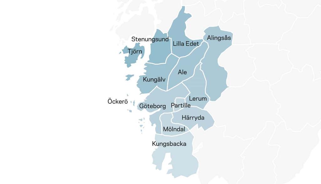 Utblick bostadsmarknaden Göteborgsregionen Figur 4 Göteborgsregionen omfattar även Kungsbacka kommun i Hallands län.