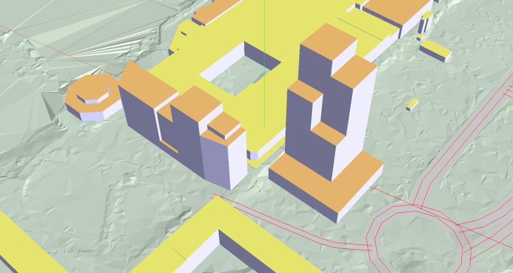 De blåa markeringarna visar terrasser som är under utredning, vad gäller t ex mark och miljö, men som eventuellt kommer att ingå i denna plan. Dessa ingår i denna bullerutredning. Figur 4.
