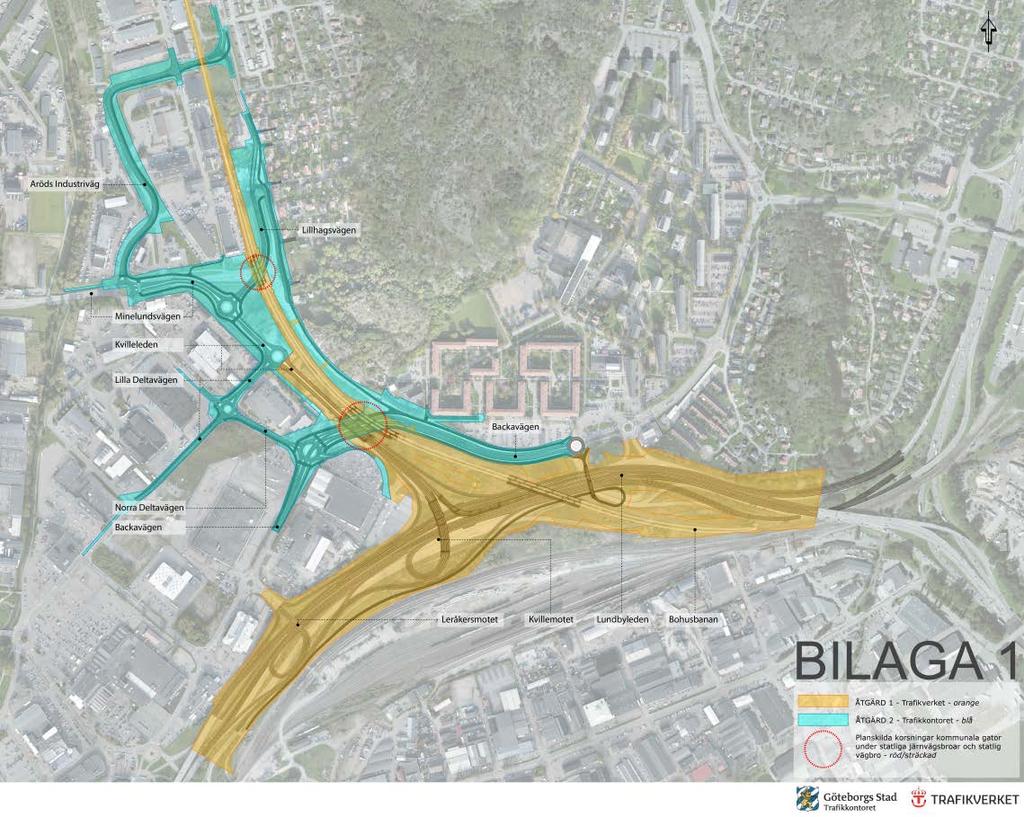 5(8) Projektets omfattning Gulmarkerat på kartan avser Trafikverkets projekt E6.21 Göteborgs Hamn/Lundbyleden (VP 302).