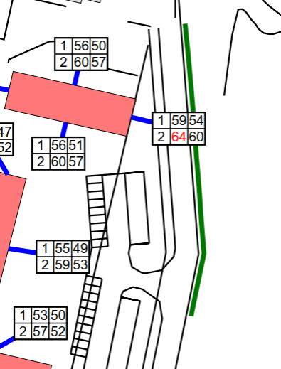 4 ÅTGÄRDER 4.1 ILLUSTRERADE TVÅVÅNINGSHUS 4.1.1 VID FASAD Skärmande åtgärder har prövats i nordöstra delen av området med utbredning enligt bilden nedan.